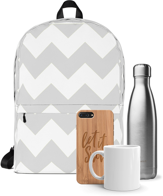 Customizable products inside an Impact Designer product designer mockup